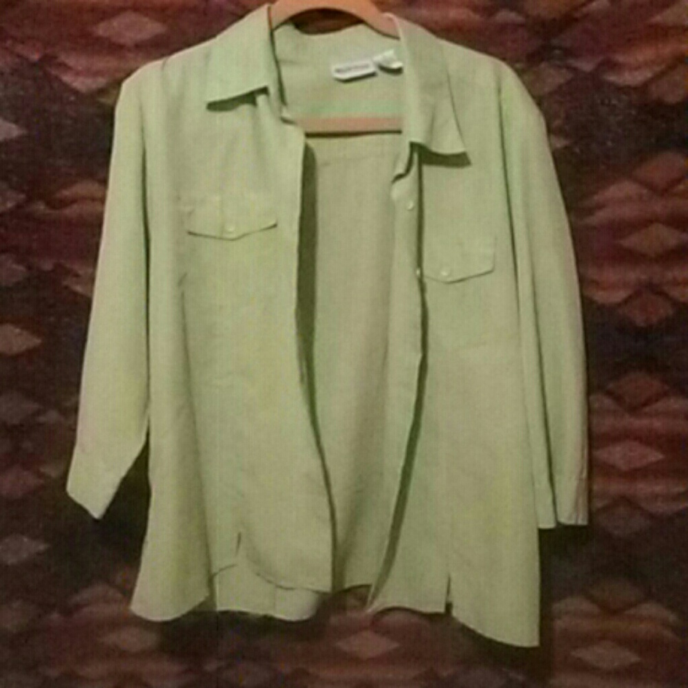 Women's Plus Size "Peach Skin" Button Down Blouse